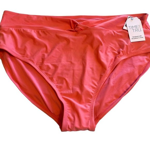 TIME & TRU 3X 24W-26W Peach Glow Orange Twist Knot Front Bikini BOTTOMS NWT - Picture 1 of 9